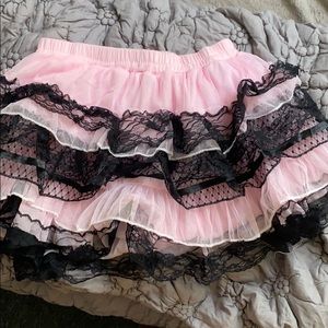 Pink & Black lace mini skirt - goth, fetish